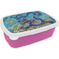 MuchoWow Broodtrommel Roze - Lunchbox - Brooddoos - Mythe van negen draken - 18x12x6 cm - Kinderen - Meisje
