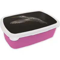 MuchoWow Broodtrommel Roze - Lunchbox - Brooddoos - Vogel - Black And Gold - Zwart - 18x12x6 cm - Kinderen - Meisje