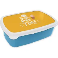 MuchoWow Broodtrommel Blauw - Lunchbox - Brooddoos - Zomer - Geel - IJs - 18x12x6 cm - Kinderen - Jongen