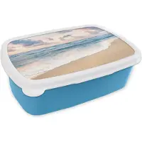 MuchoWow Broodtrommel Blauw - Lunchbox - Brooddoos - Strand - Wolken - Pastel - 18x12x6 cm - Kinderen - Jongen
