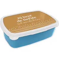 MuchoWow Broodtrommel Blauw - Lunchbox - Brooddoos - Dochter - Spreuken - Stippen - 18x12x6 cm - Kinderen - Jongen