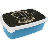 MuchoWow Broodtrommel Blauw - Lunchbox - Brooddoos - Doodskop - Hoed - Vintage - 18x12x6 cm - Kinderen - Jongen