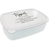 MuchoWow Broodtrommel Wit - Lunchbox - Brooddoos - Spreuken - Quotes - The only thing you buy that makes you richer - Travel - 18x12x6 cm - Volwassenen