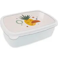 MuchoWow Broodtrommel Wit - Lunchbox - Brooddoos - Ananas - Tropisch - Fruit - 18x12x6 cm - Volwassenen