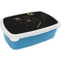 MuchoWow Broodtrommel Blauw - Lunchbox - Brooddoos - Vrouw - Goud - Line art - 18x12x6 cm - Kinderen - Jongen