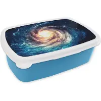 MuchoWow Broodtrommel Blauw - Lunchbox - Brooddoos - Ruimte - Sterren - Blauw - 18x12x6 cm - Kinderen - Jongen