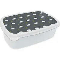 MuchoWow Broodtrommel Wit - Lunchbox - Brooddoos - Bomen - Konijn - Patroon - 18x12x6 cm - Volwassenen