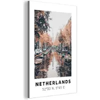 MuchoWow Wanddecoratie Metaal - Aluminium Schilderij Industrieel - Nederland - Kanaal - Herfst - 40x60 cm - Dibond - Foto op aluminium - Industriële muurdecoratie - Voor de woonkamer/slaapkamer