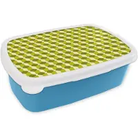 MuchoWow Broodtrommel Blauw - Lunchbox - Brooddoos - Blokken - Patroon - 3D - 18x12x6 cm - Kinderen - Jongen