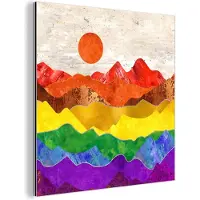 MuchoWow Wanddecoratie Metaal - Aluminium Schilderij Industrieel - Pride - Regenboog - Gay - 90x90 cm - Dibond - Foto op aluminium - Industriële muurdecoratie - Voor de woonkamer/slaapkamer