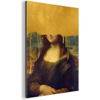 MuchoWow Wanddecoratie Metaal - Aluminium Schilderij Industrieel - Mona Lisa - Goud - Da Vinci - 120x160 cm - Dibond - Foto op aluminium - Industriële muurdecoratie - Voor de woonkamer/slaapkamer