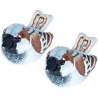 Wild republic 2x stuks pluche huismus vogel knuffel 14 cm - Vogel knuffels