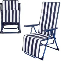 Aktive Folding Sunbed 5-position Wit,Blauw 59 x 59 x 109 cm