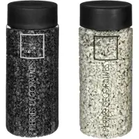 Atmosphera Decoratie steentjes - 2x potjes - zwart en beige - 750 gram - Steenkorrels - hobby vulmateriaal - aquarium en potten