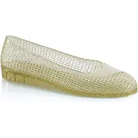 Fashy Ballerina waterschoenen - goud - glitters - dames - sleehakje - zwemschoenen - strandschoenen - modieus 39