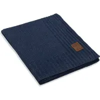 Knit Factory Uni Plaid - Jeans - 160x130 cm