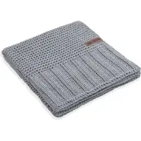 Knit Factory Vinz Gebreid Plaid - Woondeken - plaid - Wollen deken - Kleed - Licht Grijs - 160x130 cm