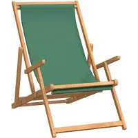 vidaXL Strandstoel inklapbaar massief teakhout groen