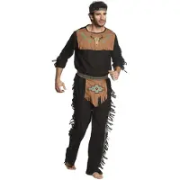 Boland Indiaan kostuum noble wolf (zwart, bruin en blauw, 50/52)