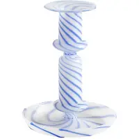 HAY Flare Stripe Milk Kaarshouder 14 Cm Blauw - Kaarshouders Borosilicaatglas Blue - AB380-A656