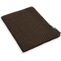 Knit Factory Beau Gebreid Plaid - Woondeken - plaid - Wollen deken - Kleed - Dark Taupe - 160x130 cm