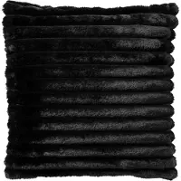 Dutch decor - HAZEL - Sierkussen 50x50 cm - effen kleur - strepen - heerlijk zacht - Raven - zwart