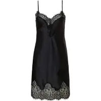 Pastunette Nachthemd Premium - Black Satin - Zwart - Satijn - Kant - Maat XS