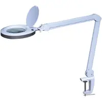 VLM Ledloeplamp met klem, zwenkarm, aan/uit-schakelaar en dimfunctie, 60 leds, vergroting 2.25x, voor kinderen, volwassenen, senioren, lezen, diamond painting, hobby, werken, wit