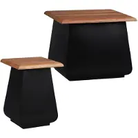 WOMO-DESIGN Set van 2 bijzettafels Qwart | hout naturel 50x50x40 cm bijzettafels | NADUVI