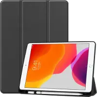 Mobigear Tri-Fold Pencilholder Bookcase voor Apple iPad 8 (2020) - Zwart