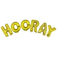 Funny fashion Ballon set 38cm met lint Hooray Goud (goud)