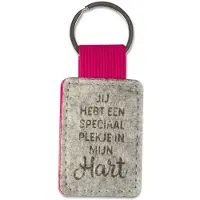 Miko Sleutelhanger - Speciaal plekje | Vilt (grijs / pink)