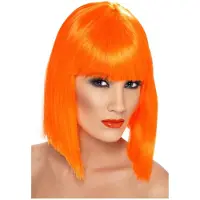 Smiffys Pruik glamour Neon oranje (neon oranje)