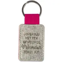 Miko Sleutelhanger - Vriendin | Vilt (grijs / pink)