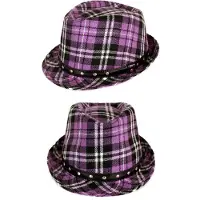 Partyxplosion Tribly hat schotse ruit (rood, zwart)