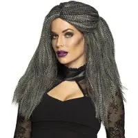 Boland - Pruik Heks Griselda Grijs - Krullen - Lang - Vrouwen - Heks - Halloween en Horror