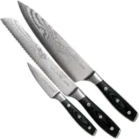 Eden kitchen knives Classic Damast 2030-S02, 3-delige messenset