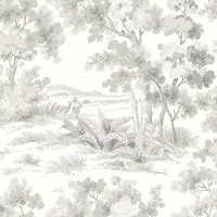 Boråstapeter Vliesbehang 7677 - Falsterbo III - Toile de Jouy Wit - 53cm x 10.05m