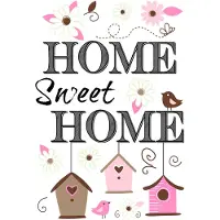 DOBENO Crearreda Muursticker Home Sweet Home Wit/roze 15 Stuks