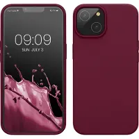 Kwmobile telefoonhoesje geschikt voor Apple iPhone 14 - Hoesje met siliconen coating - Smartphone case in rabarber rood