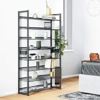 Songmics schoenenrek met 8 niveaus, set van 2 stapelbare schoenenopbergers met 4 niveaus, voor 32 tot 40 paar schoenen