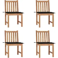 vidaXL Tuinstoelen 4 st met kussens massief teakhout