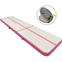 vidaXL Opblaasbare gymnastiekmat met pomp, 700x100x15 cm, PVC, roze