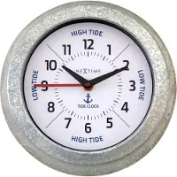 Nextime Tide – Wandklok met Getijden – 22 cm – Metaal – Gegalvaniseerd Zilver/Wit