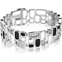 Zinzi Mart Visser by zilveren luxueuze armband wit zwart MVA3Z