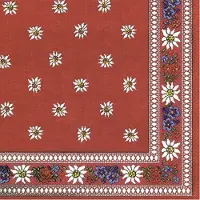 IHR Feest servet Edelweiss - 40x - rood - 3-laags - 33 x 33 cm - bloemen thema