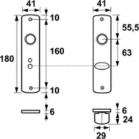 Axa Curve Kortschild met Toilet-stift - Aluminium Geanodiseerd