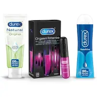 Durex - 3 Glijmiddelen - Voor Comfort En Genot - Waterbasis - Nature Hydratant 100ml - Intense Orgasm glijmiddel 10ml - Play Sensitive 100ml - Voordeelverpakking