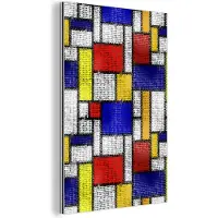 MuchoWow Wanddecoratie Metaal - Aluminium Schilderij Industrieel - Piet Mondriaan - Geel - Blauw - Rood - 100x150 cm - Dibond - Foto op aluminium - Industriële muurdecoratie - Voor de woonkamer/slaapkamer