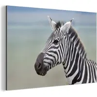 MuchoWow Wanddecoratie Metaal - Aluminium Schilderij Industrieel - Zebra close-up - 180x120 cm - Dibond - Foto op aluminium - Industriële muurdecoratie - Voor de woonkamer/slaapkamer